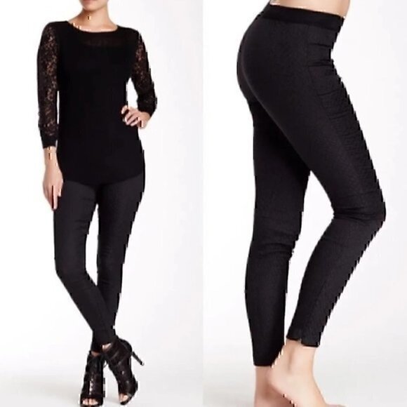 REBECCA TAYLOR Snake Jacquard Textured Leggings Pull On Elastic Waist Ankle Zip - Picture 1 of 12